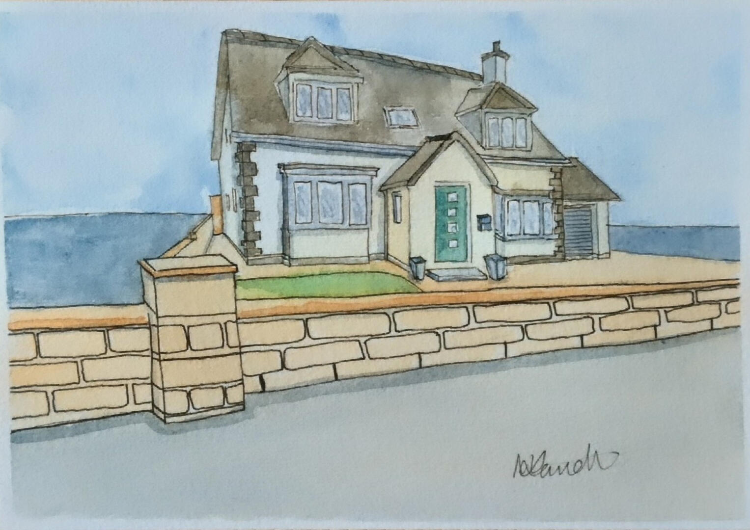 Urban sketch and watercolour.